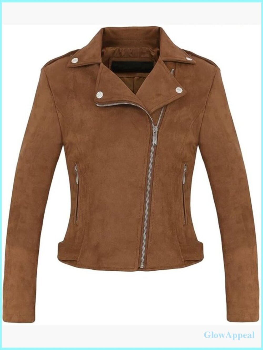 Faux Suede Moto Biker Jacket with Fringe, Size XS-XXL